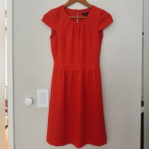 J.Crew Poppy Red Cap Sleeve Crepe Dress in 00